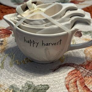 Rae Dunn Happy Harvest White Measuring Cups Set